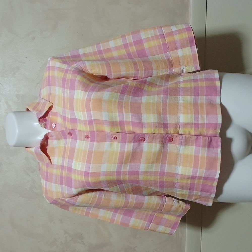 Westbound Button Down Pink/Yellow Plaid Blouse Size M
